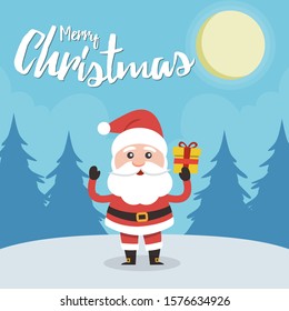 Friendly Santa Claus wishing Merry Christmas. Vector EPS 10