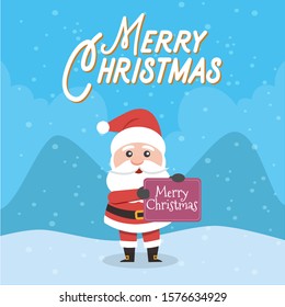 Friendly Santa Claus wishing Merry Christmas. Vector EPS 10