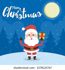 Friendly Santa Claus wishing Merry Christmas. Vector EPS 10