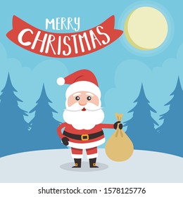 Friendly Santa Claus wishing Merry Christmas. Vector EPS 10