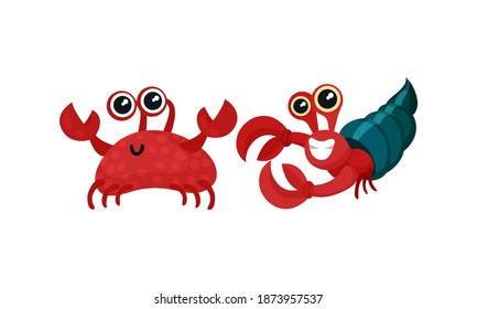 Friendly Sea Animals Vector Set For Kids Illustrated Book