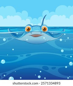 Friendly sea creature enjoying the ocean waves