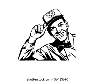 Friendly Service Man - Retro Clip Art