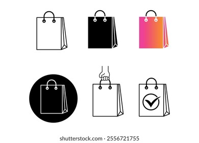 Friendly Shopping Bags Market Icon Illustration for Small Business Marketing, shopping, bags, market, purchase, consumer, store, sale, product, retail, ecommerce, cart, silhouette, carry, eco, offers