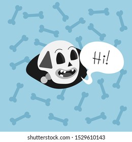 Friendly skeleton on a blue background