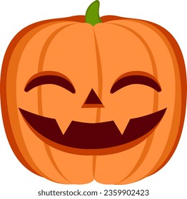 Friendly Smiling Halloween Pumpkin : Jack O' Lantern Isolated - This cheerful Jack O' Lantern wears a bright and friendly smile, radiating warmth and kindness.