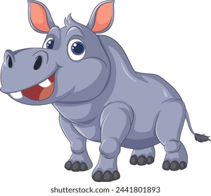A friendly smiling hippo in vector style.