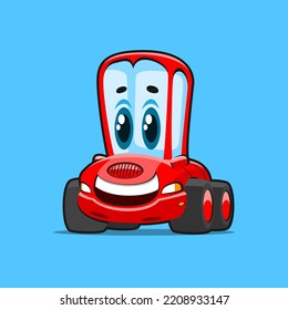 
Friendly smiling red cartoon car vector illustration