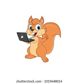 friendly squirrel with his laptop