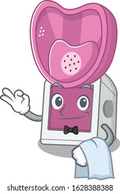 Friendly steam inhaler Character stand as a Waiter character