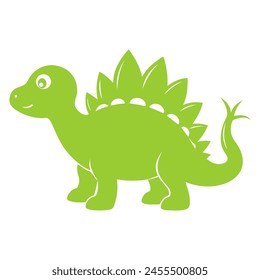 Friendly Stegosaurus silhouette in soft green, representing the peaceful herbivores of the Mesozoic era. svg