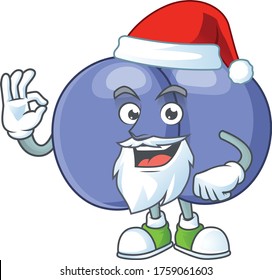 Friendly streptococcus pneumoniae Santa cartoon character design with ok finger