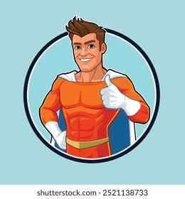 Friendly superhero giving a thumb up
