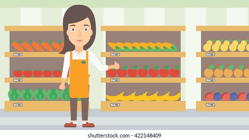 Friendly supermarket worker.