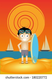 friendly surfer boy at the beach