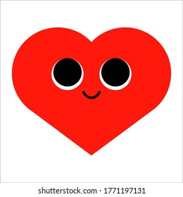 Friendly and sweet heart character smiling with big cute eyes, heart vector