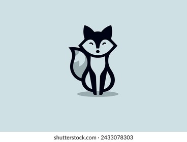 friendly and sweet minimalist fox logo sitting