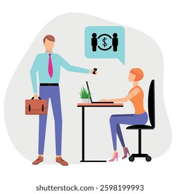 Friendly Team Work Colleagues large Remote Office. Changing money. Structure and Organization Remote Office. Task and Project Management System. Electronic Document Management. Creative Coworking.