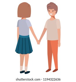 friendly teenagers couple characters