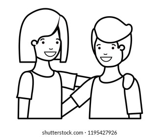 friendly teenagers couple characters
