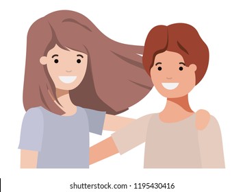 friendly teenagers couple characters