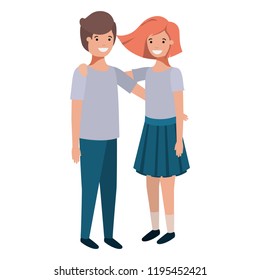 friendly teenagers couple characters