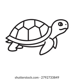 Friendly terrestrial turtle line drawing