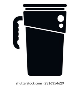 Freundlicher Thermobecher Ikone einfache Vektorgrafik. Kaffeekrug. Recycling-Metall