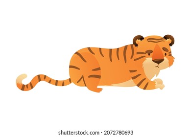 Friendly tiger jungle wild predator animal cartoon vector illustration