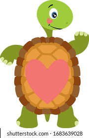 Friendly turtle with heart shell