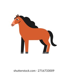 Friendly vector cartoon horse. Funny animal.