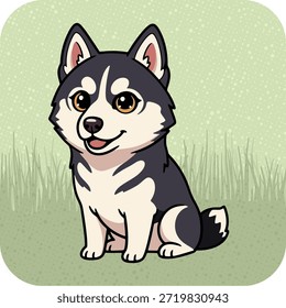 Friendly vector illustration of a cute husky dog in flat cartoon style.