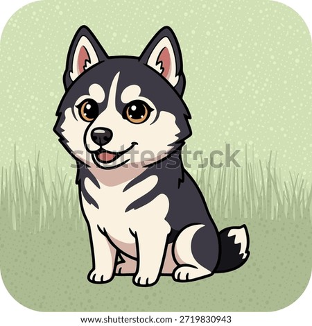 Friendly vector illustration of a cute husky dog in flat cartoon style.
