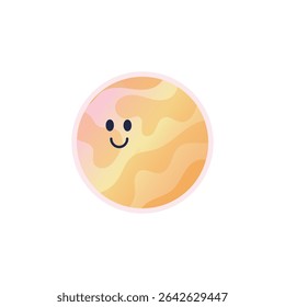 Friendly Venus planet character. Cartoon planet of Solar system. Happy space object. Vector illustration