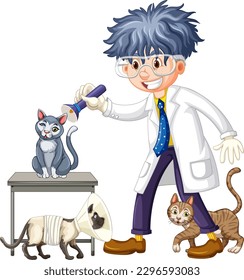 Friendly Veterinarian with Pet Animal Vector illustration