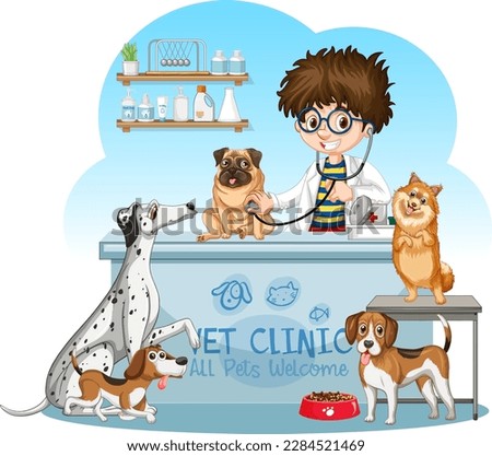 Friendly Veterinarian with Pet Animal Vector illustration