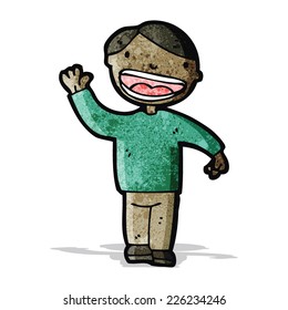 friendly waving boy cartoon