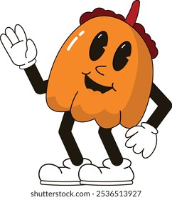 friendly waving pumpkin halloween mascot