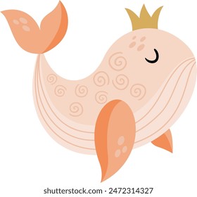 Friendly whale princess with crown
