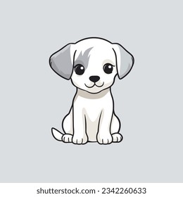 friendly white dog drawn with black strokes