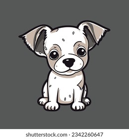 friendly white dog drawn with black strokes