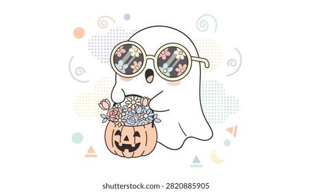 Friendly white ghost wearing