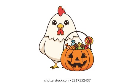 Friendly white hen holding