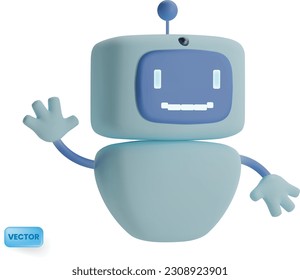 Friendly winking smiling chat bot charachter, mascot for customer support service or AI servers. Vector  icon from 3d rendering isolated on white background. Modern style.