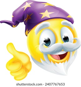 A friendly wizard emoticon face cartoon icon