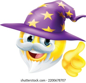 A friendly wizard emoticon face emoji cartoon icon