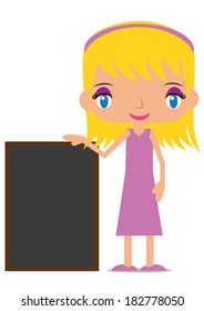 friendly woman presenting your text 
