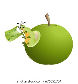 Friendly worm inside a red apple