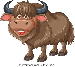 A friendly yak cartoon with a big smile