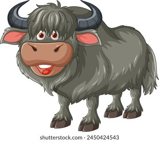 A friendly yak character with a big smile